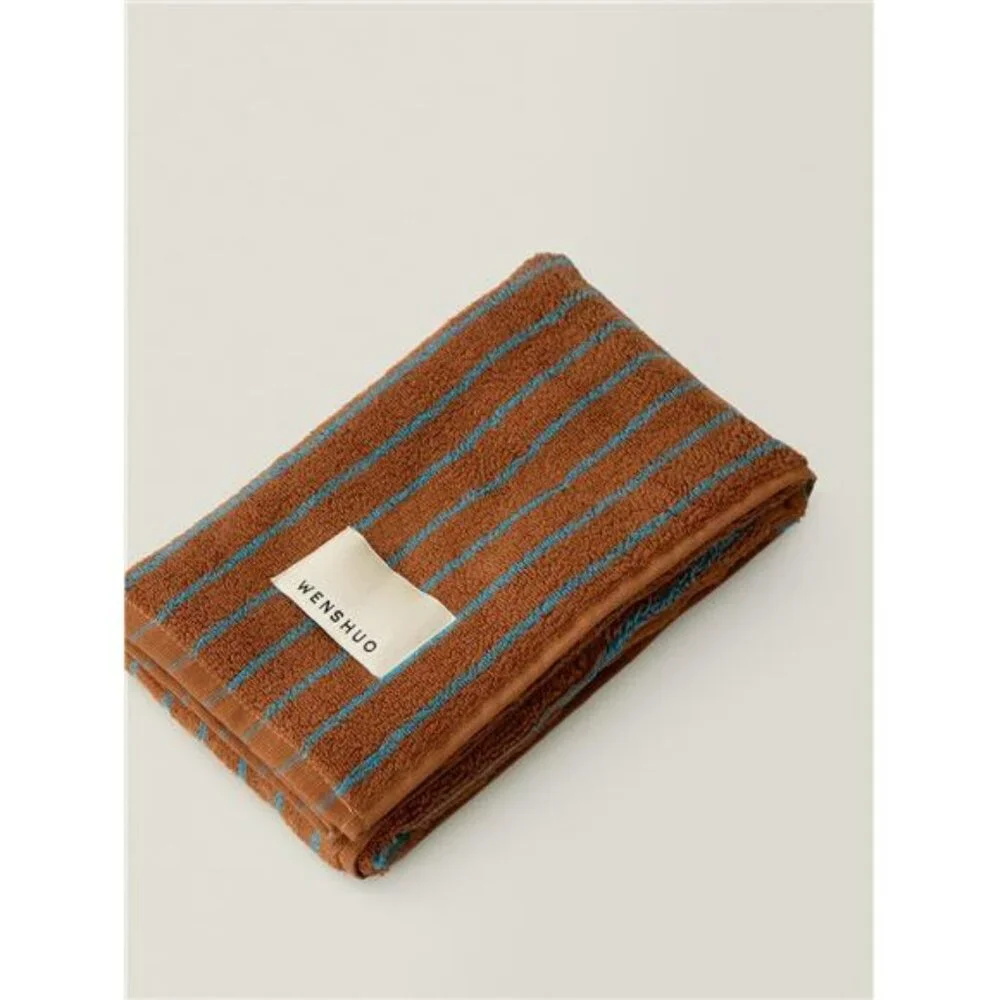 Caramel Striped Cotton Hand Towel Soft Absorbent Luxury Bathroom Face Towel
